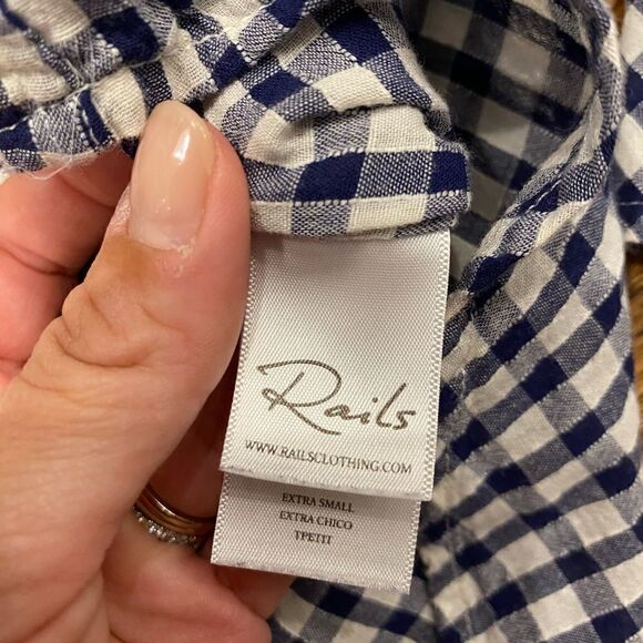 Rails womens XS navy white gingham button down - Picture 5 of 6